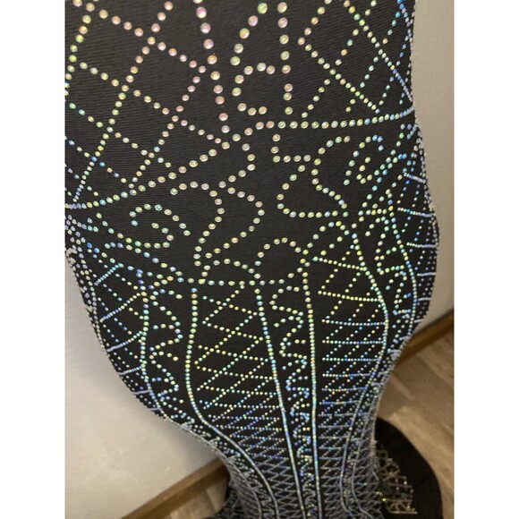 Windsor Prom Homecoming Pageant Dress Small Black Bodycon Mermaid Beaded Halter - Picture 10 of 12